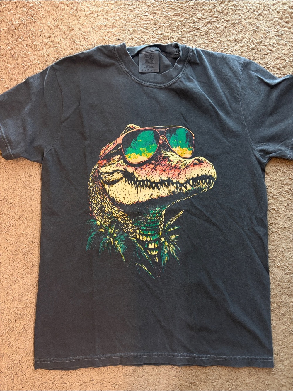 Alligator Graphic Tee - Black with Multicolor Print